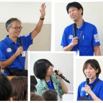 　学科長、心理学生、理学・作業教員のマイクの握りは4者4様